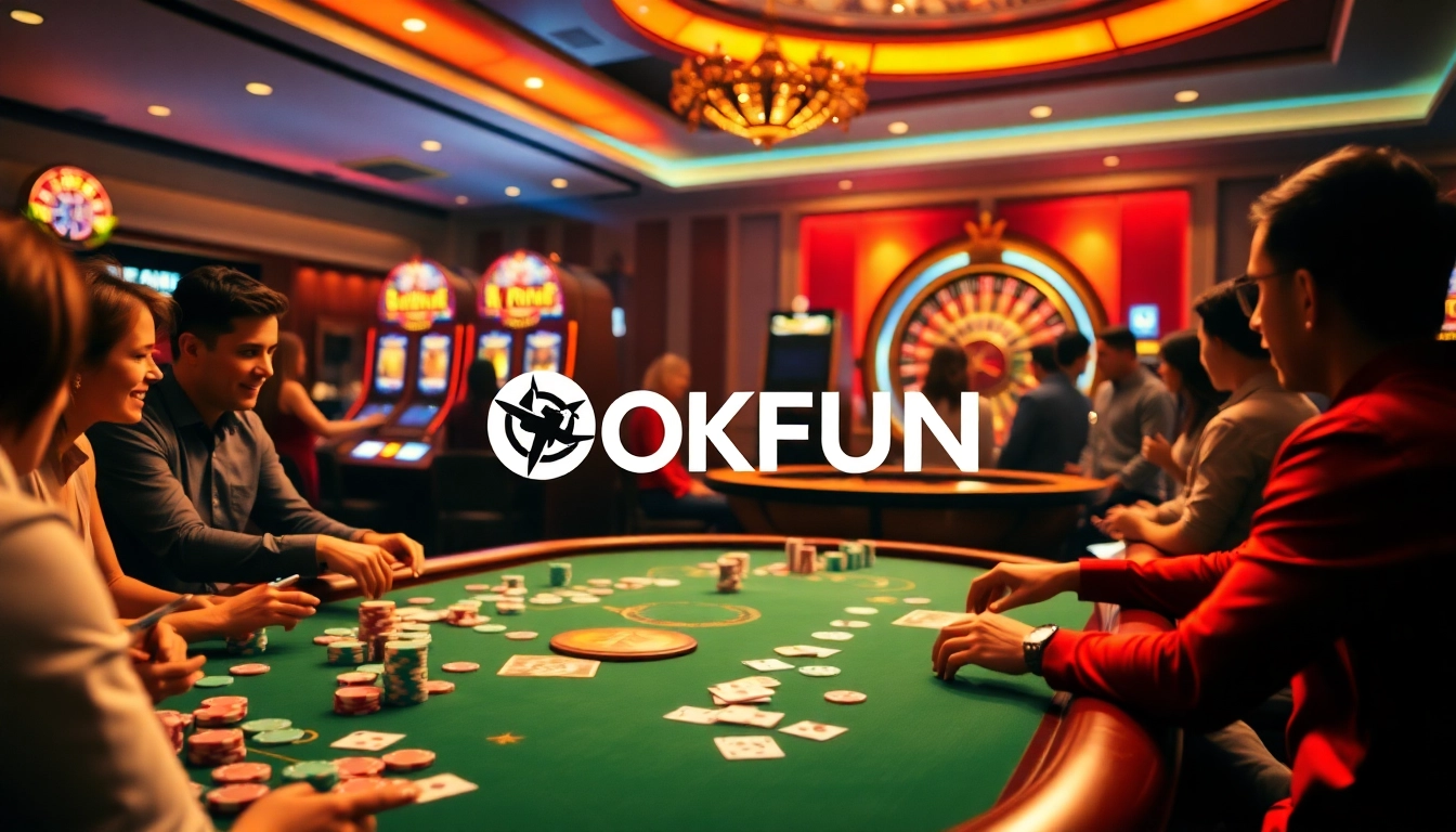 Experience exhilarating moments at OKFUN with vibrant casino tables and thrilling games