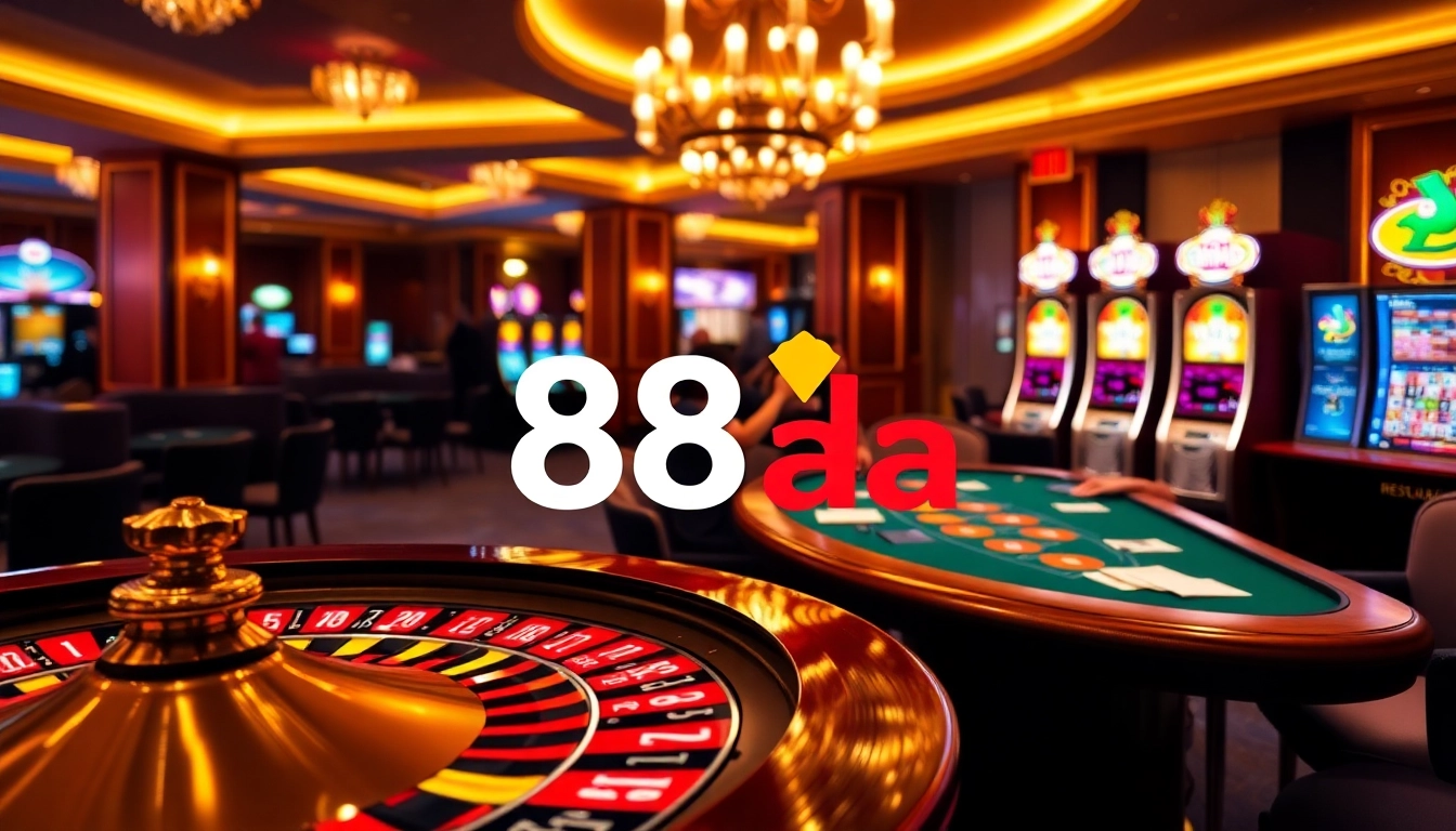 Players experiencing the excitement of 88aa at a vibrant casino table with poker chips.