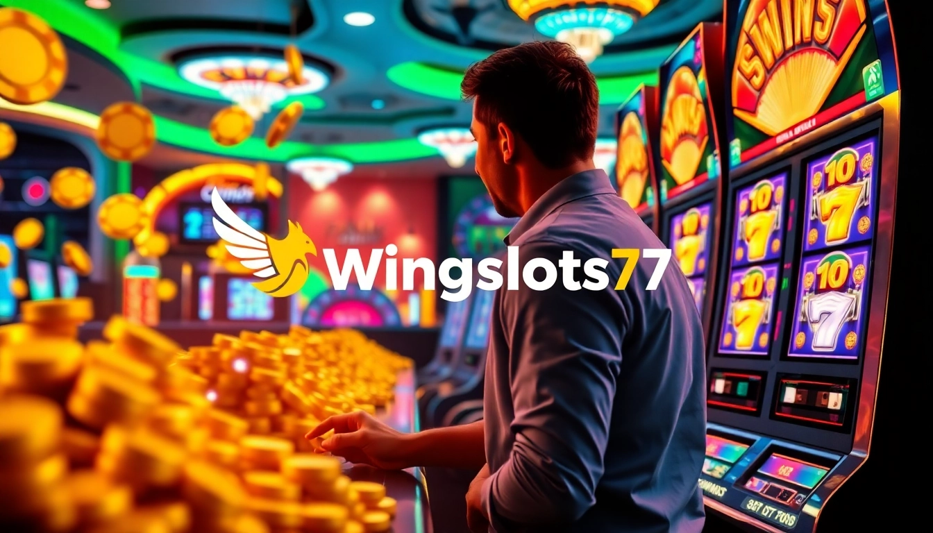 Experience the thrill of winning at Wingslots77 with exciting slot machine gameplay.