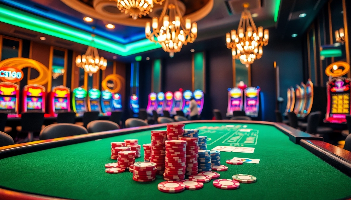 C168 casino scene showcasing vibrant gameplay at poker tables with professional dealers