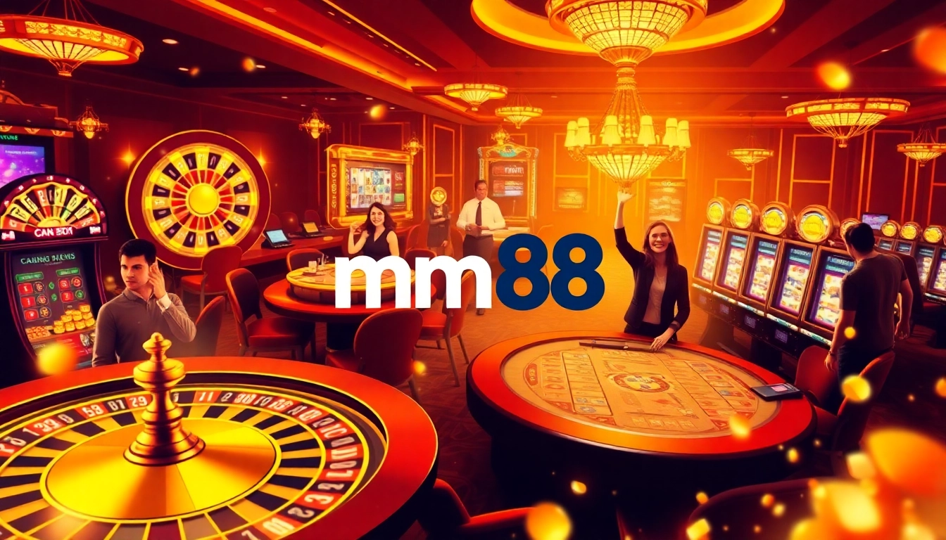 Experience high-stakes excitement with mm88 at a luxurious casino featuring roulette, poker, and slots.
