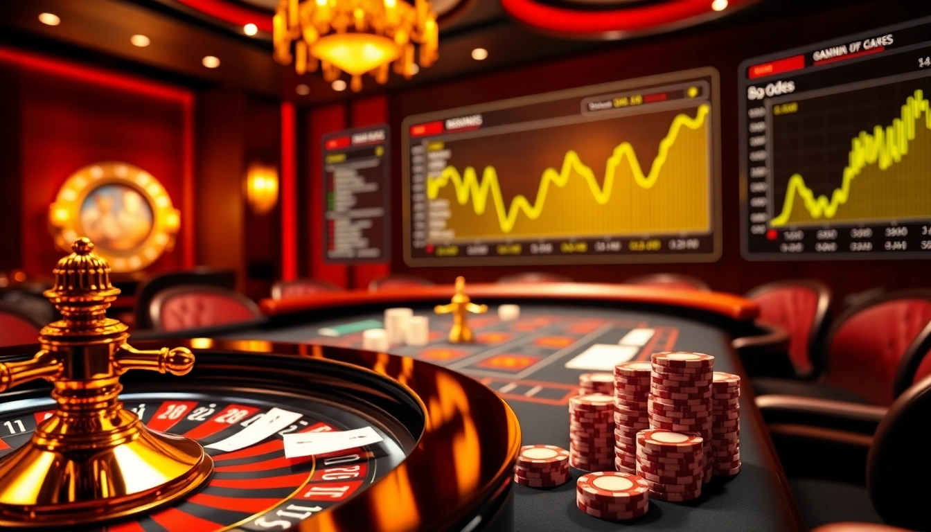 kèo nhà cái odds displayed at an exciting online casino gambling setup with poker chips and cards.
