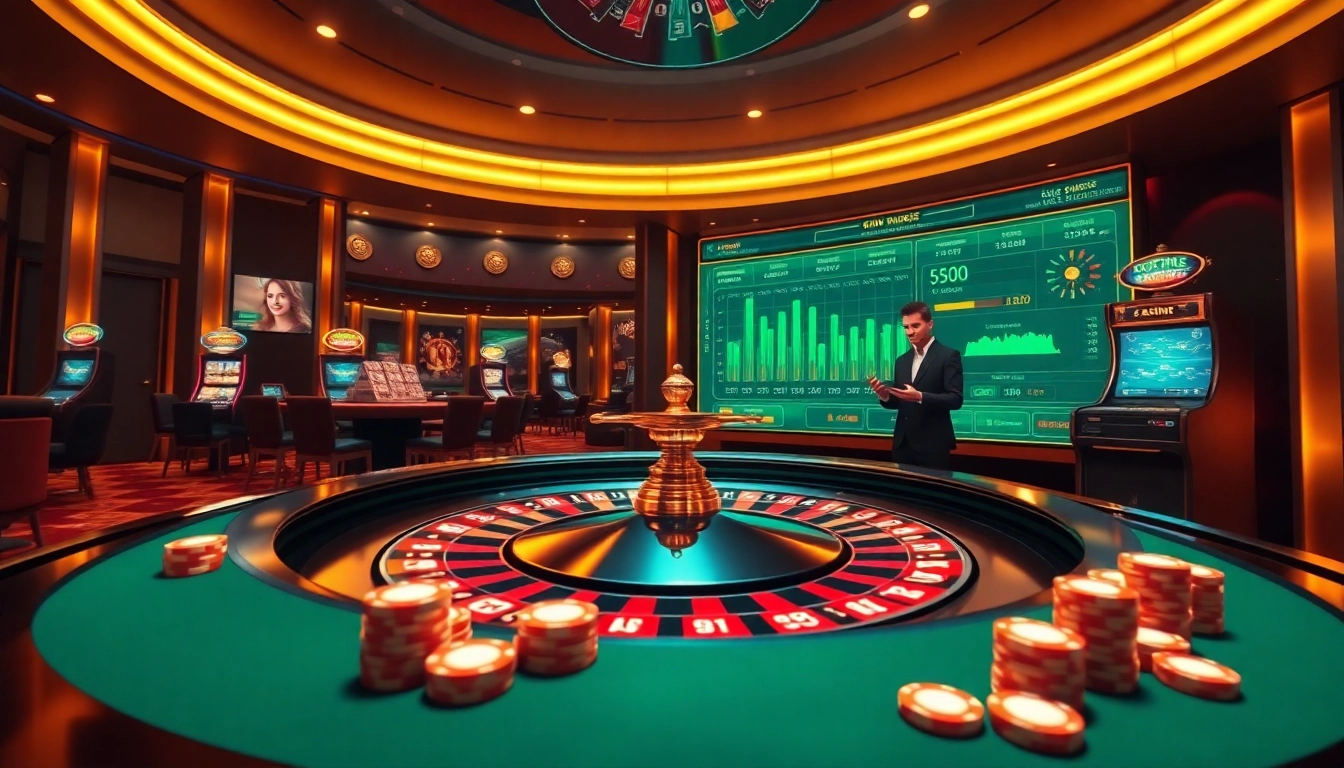 Nohu90 virtual casino scene with roulette table and poker cards showcasing excitement and winning potential.