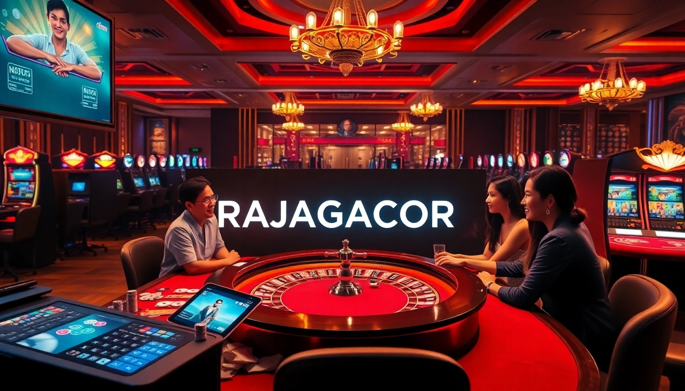 Experience the thrilling atmosphere of RAJAGACOR casino with elegant tables and engaged players.