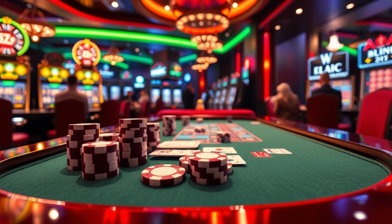 Engaging scene at xx88.forex casino featuring vibrant gaming tables and thrilling poker action.