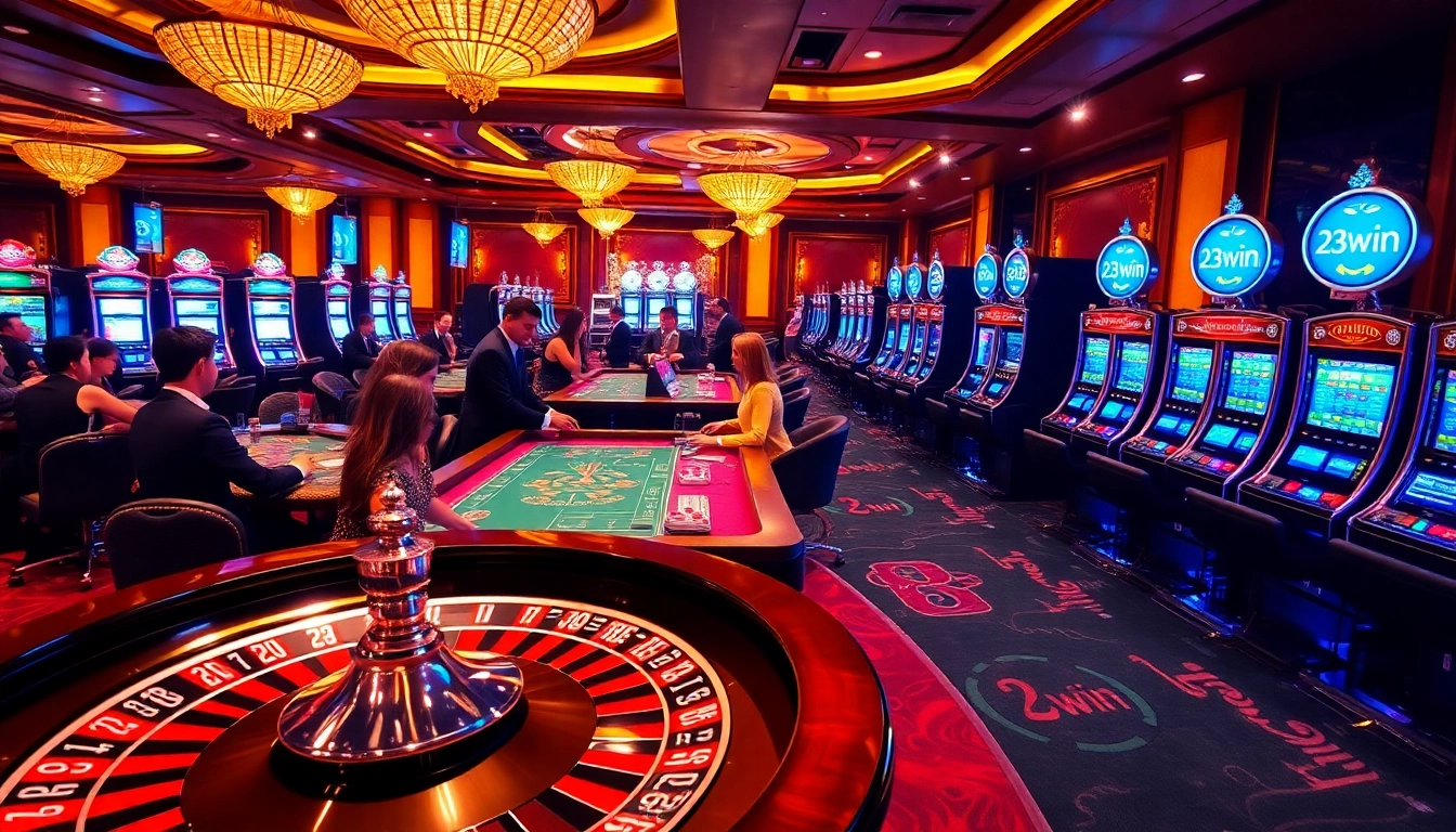 Experience the excitement of gambling with 23win at a vibrant casino table.