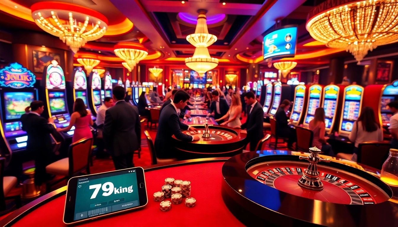Excited players enjoy gaming action at 79king net with vibrant casino atmosphere.