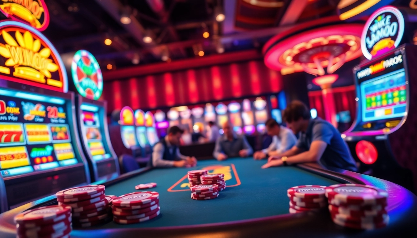 Experience the thrilling excitement of mmoo casino gaming with players at a high-stakes poker table.