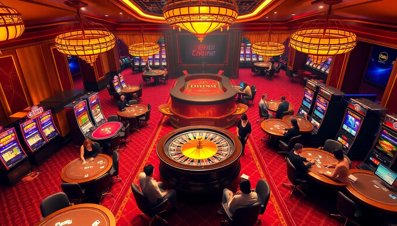 Experience the vibrant ambiance at dh88 casino with players engaged in thrilling roulette and poker games.
