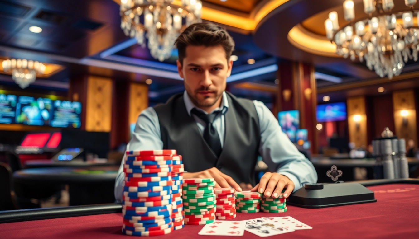 Experience thrilling moments with a live dealer in a vibrant Live Casino setting