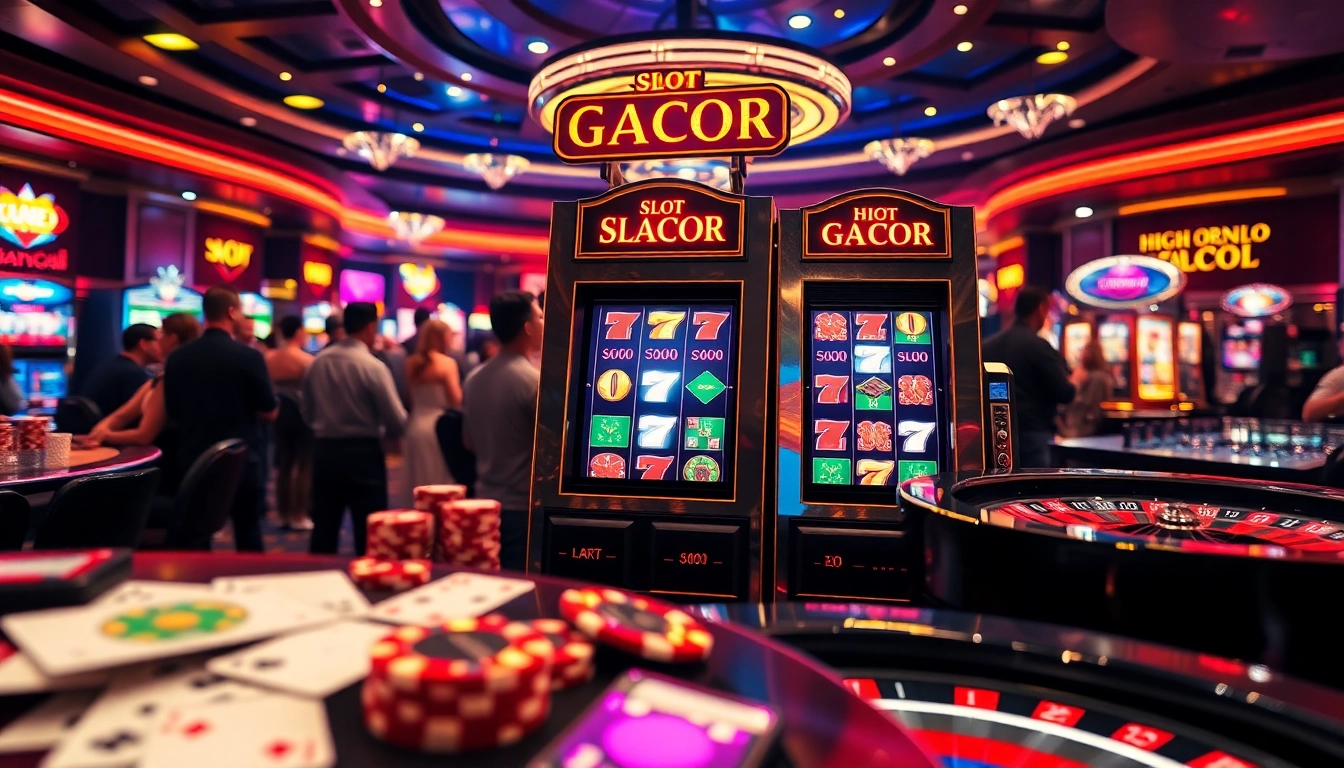 Spin the "Slot Gacor" machine for thrilling casino action with vibrant lights and excitement.